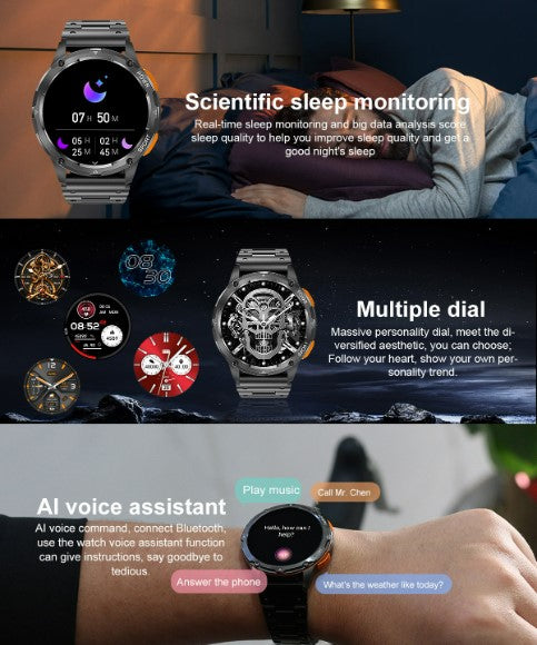 AK59 Smart Watch HD AMLOED Screen w/ health monitoring - Gold/Orange Strap_6