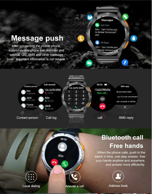 AK59 Smart Watch HD AMLOED Screen w/ health monitoring - Gold/Orange Strap_3