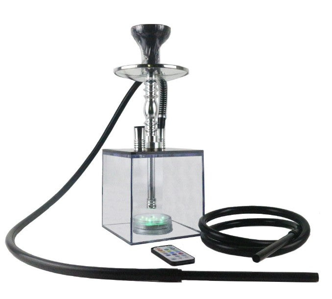 Acrylic hookah set with LED light square double tube hookah finished accessories_1