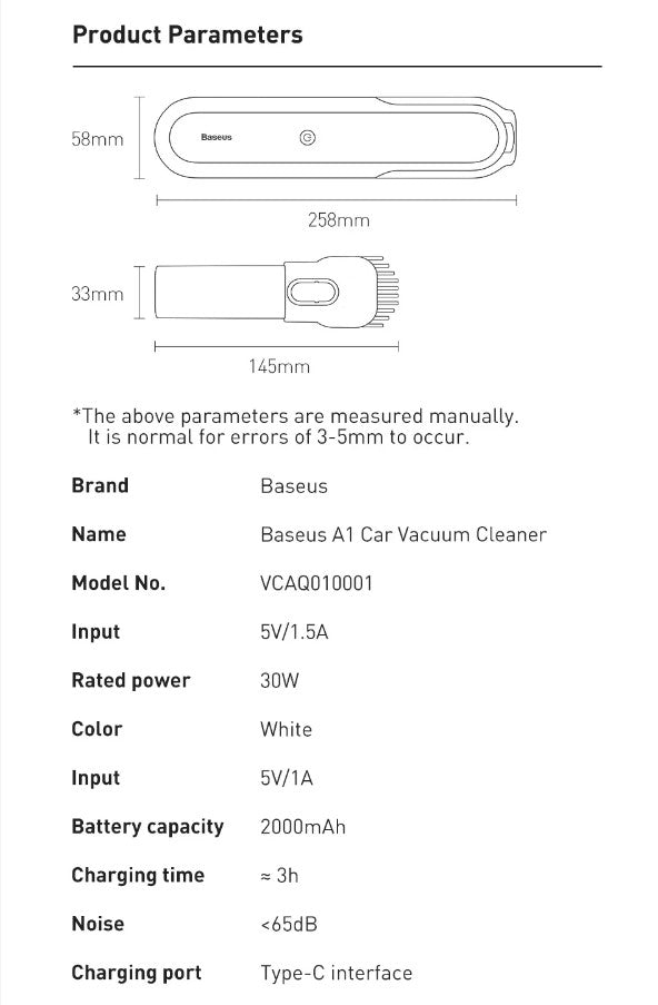 Baseus A1 Car Vacuum Cleaner 4000Pa Wireless Vacuum For Car Home Cleaning - White_15