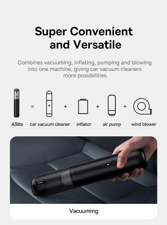 Baseus 4in1 15000Pa Car Vacuum Cleaner Air Pump Wireless Vacuum Cleaner - Black_3