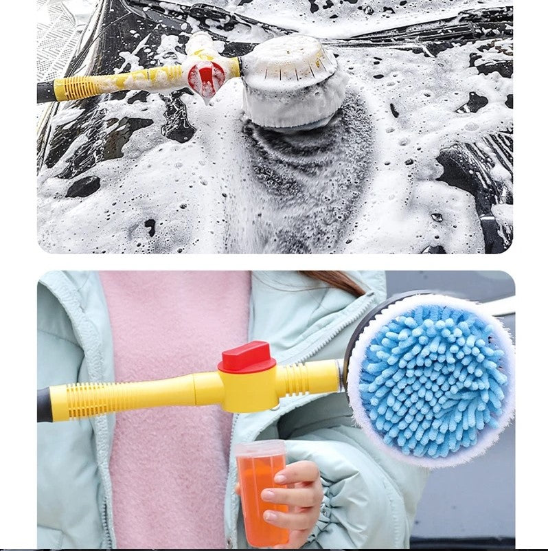 Long Handle Automatic Foaming Water Power Car Wash Brush Chenille Microfiber Car Wash Mop_2