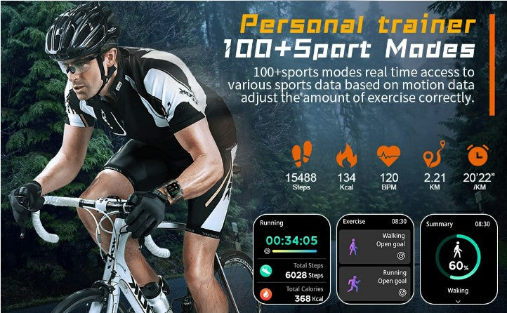 KR80 Bluetooth HD Heal Monitoring Smart Watch - White/Orange_7