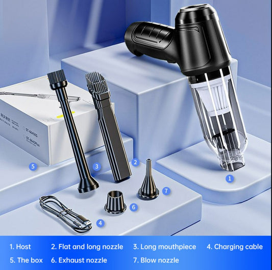 Car Mounted Mini Wireless Vacuum Cleaner for Both Dry And Wet Use, High-Power Portable High Suction - Black_0