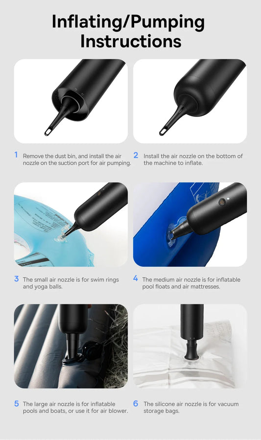 Baseus 4in1 15000Pa Car Vacuum Cleaner Air Pump Wireless Vacuum Cleaner - White_0