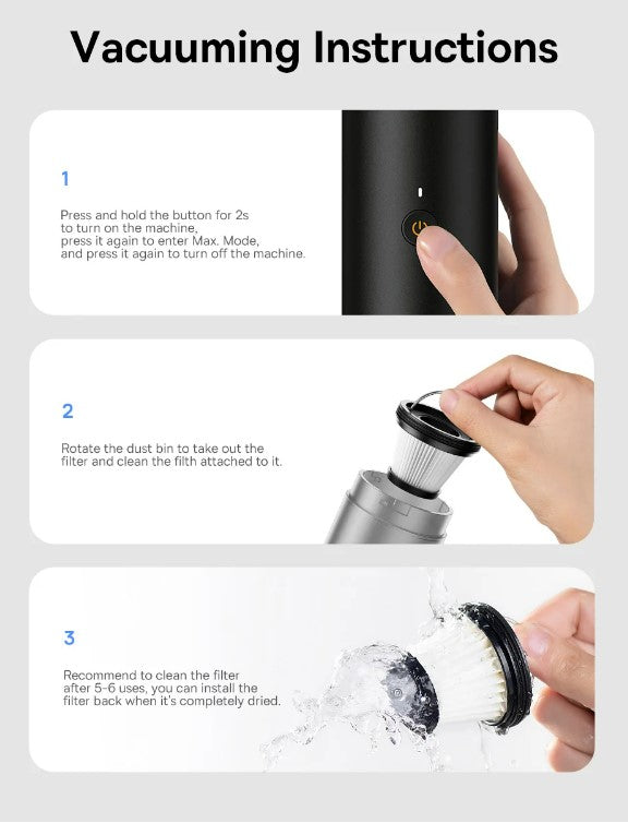 Baseus 4in1 15000Pa Car Vacuum Cleaner Air Pump Wireless Vacuum Cleaner - White_13