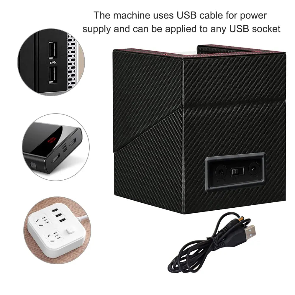 Black Watch Winders For Automatic Watches Usb Power Double_2